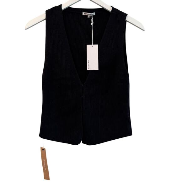 Reformation Myrtle Cotton Sweater Vest Black - Picture 7 of 13